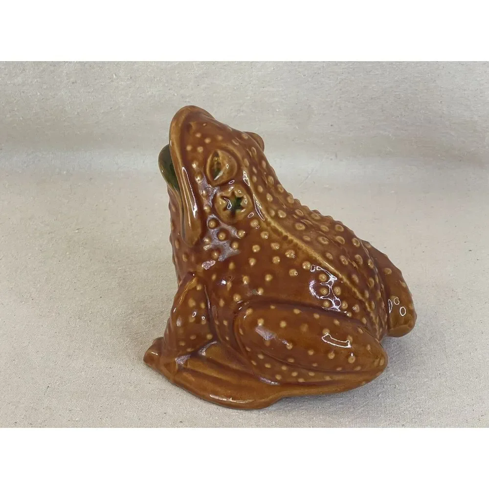 Vintage Italian Frog Coin Bank Mr Toad Pottery Ceramic Majolica Glaze Money Bank